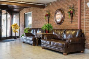 Lobby with couches at Riverdale Post Acute
